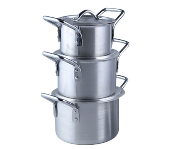 Kawashi Aluminium Cooking Pot Set 6Pcs Highly Durable - Silver - Zoom Image