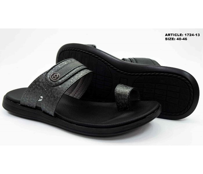 1724-13 41 EU Comfortable Stylish Flat Sandal For Men  -Black - Zoom Image