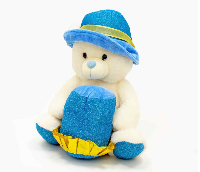 GL18145-1-40 40CM Bear Soft Doll for Kids - Cream and Blue - Zoom Image