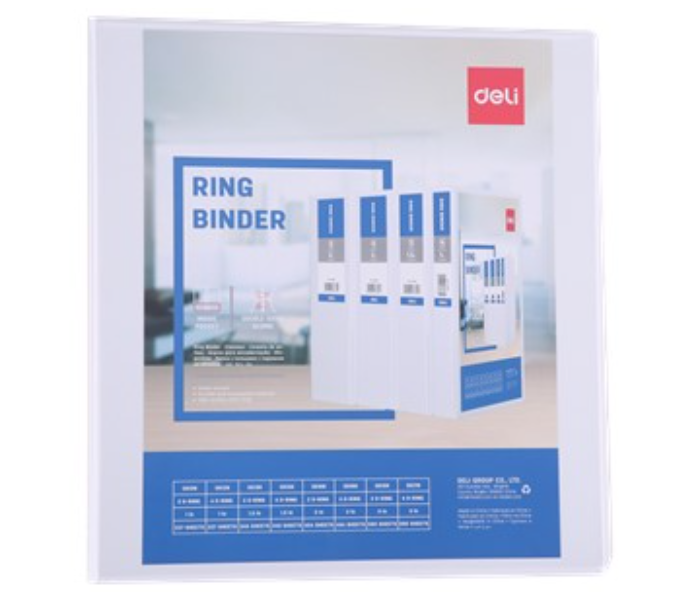 Deli 5619N 3 Inch A4 Paper 2D Ring Binder - White - Zoom Image