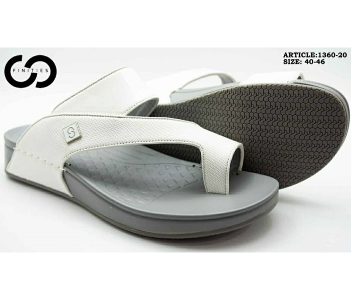 Finities 1360-20 42 EU Comfortable Flat Sandal For Men - White - Zoom Image