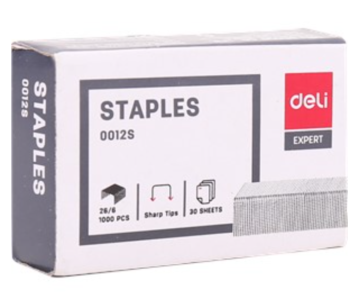 Deli 0012S 1000 Pieces 26x6 Staples - Silver - Zoom Image