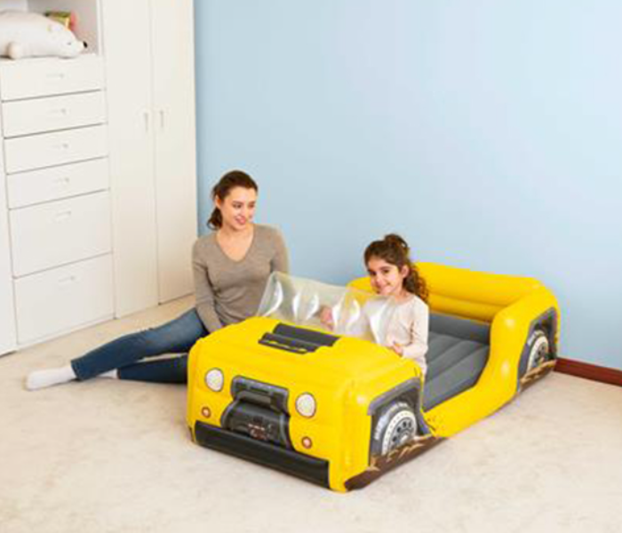 Bestway 67714 Car Shaped Single Air Mattress For Kids- Yellow - Zoom Image 1