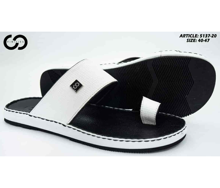 Finities 5137-20 47 EU Arabic Om Flat Sandal For Men -Black and White - Zoom Image