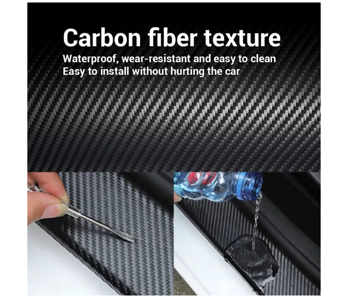 10cmx5m Nano Carbon Fibre Car Sticker Door Protector Strip - Black - Zoom Image 6