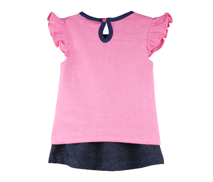 Popees Zest Comfortable Half Sleeve Top with Skirt for 2 Years Babies - Pink and Blue - Zoom Image 2