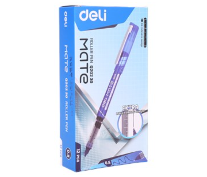 Deli Q20230 12 Piece 0.5mm Roller Ball Pen - Blue - Zoom Image