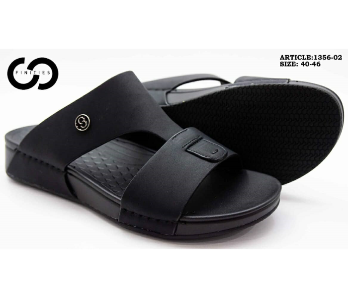 Finities 1356-02 42 EU Comfortable Flat Sandal For Men - Black - Zoom Image