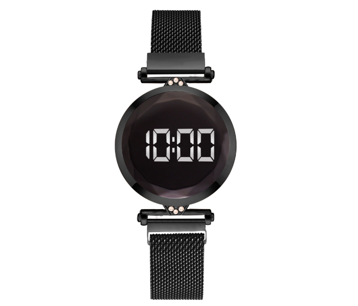 Fashionable Iron Strap Digital Display Magnetic Watch For Women - Black - Zoom Image 2