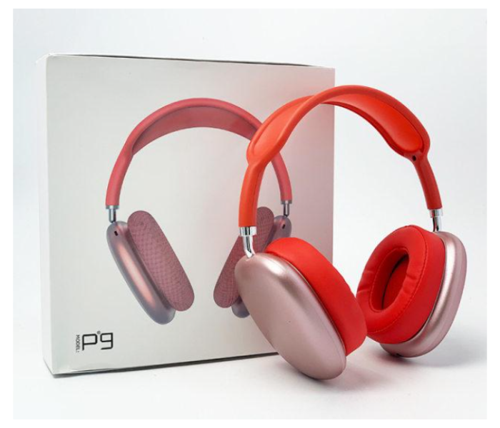 Air Pro Max P9 HD Wireless Headset with FM Radio Mic and Support Micro SD Card- Red - Zoom Image