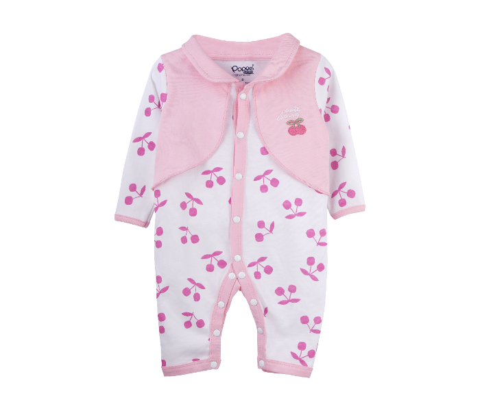 Popees Argento Full Sleeve Comfortable Onesies for 2 Year Babies - White and Pink - Zoom Image 1