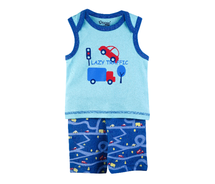 Popees Farrel Comfortable Sleeveless Tshirt with Shorts for 1 Year Babies - Blue - Zoom Image 1