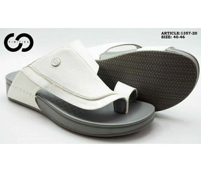 Finities 1357-20 44 EU Comfortable Flat Sandal For Men -White - Zoom Image