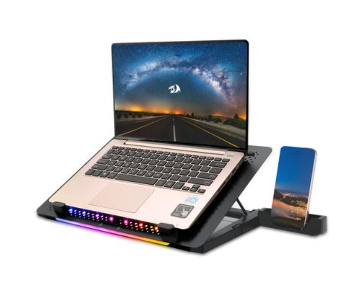 Redragon GCP500 Faster Gaming Laptop Cooler with RGB Light Mode and Fan Speed Control - Black - Zoom Image 2