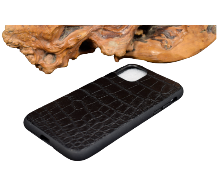 Lab 6 LBCLP001 Crocodile Leather Plain Clp iPhone 11 Pro Max Mobile Case - Black - Zoom Image 2