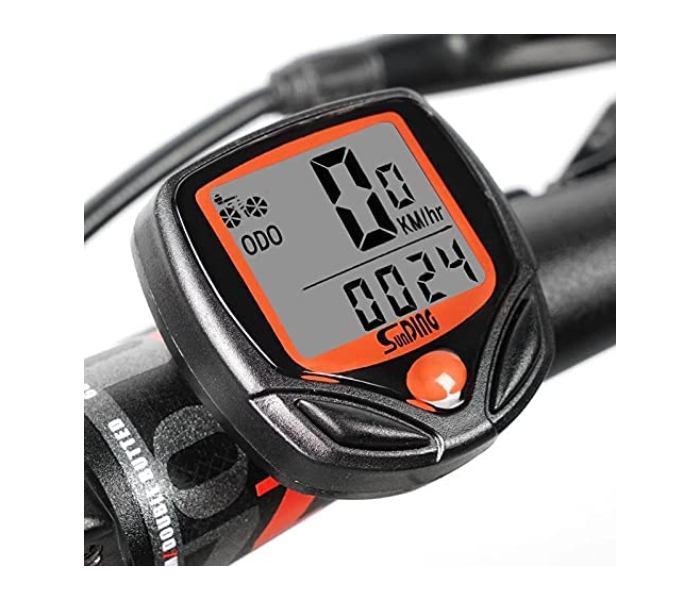 B09CZ813JH Multi Function Wireless and Waterproof Bicycle Speedometer with 4 Line Display - Black - Zoom Image