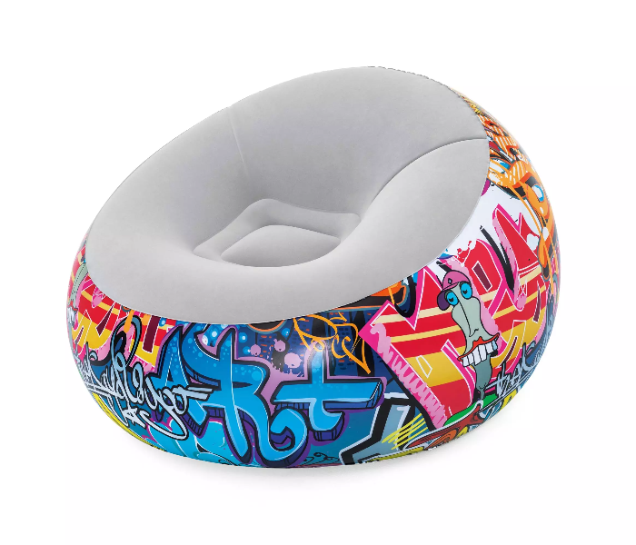 Bestway 75075 1.12M X 1.12M X 66Cm Inflatable Graffiti Chair -Blue And White - Zoom Image