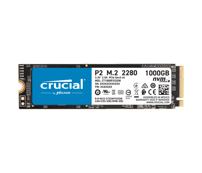 Crucial CT1000P2SSD8 1TB P2 NVME M.2 2280SS SSD - Zoom Image 1