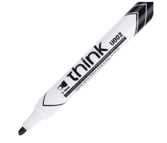 Deli U00220 12 Piece 2-5mm Chisel Tip Dry Erase Marker - Black - Zoom Image 1