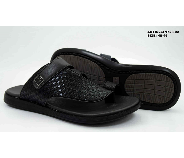 1728-02 41 EU Comfortable Stylish Flat Sandal For Men -Black - Zoom Image