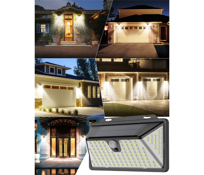 Three Sided Luminous Waterproof 6000K Motion Sensor Wall Mounted Solar LED Light -Black - Zoom Image 3