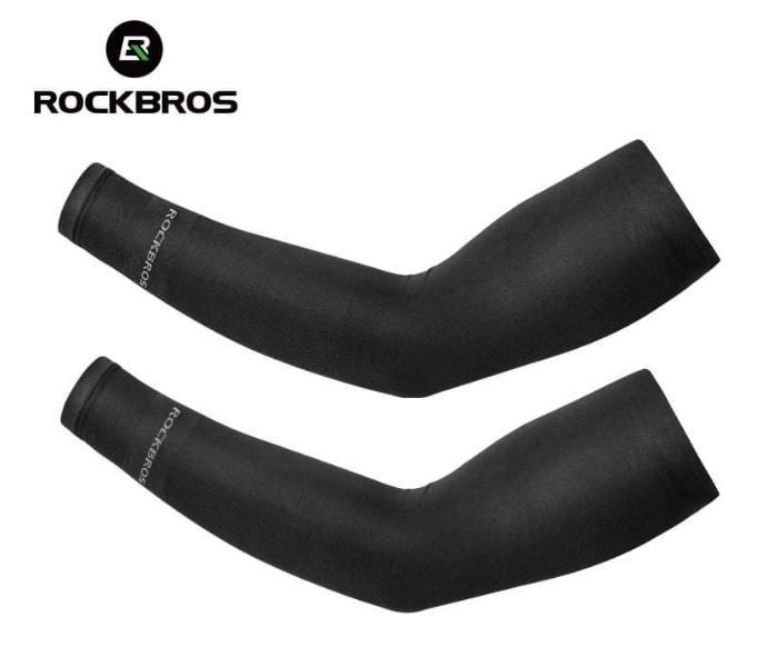 Rockbros Cooling Arm Sleeves Long Sun Sleeves for Men Women UV Sun Protection Arm Sleeves - Black - Zoom Image