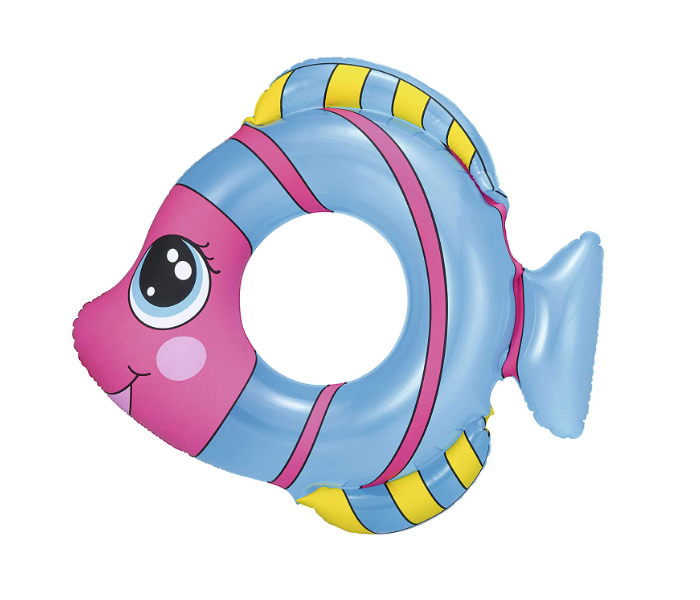 Bestway 36111 81C X 76C Vinyl Inflatable Friendly Fish Beach Float Pattern Swim Ring -Blue - Zoom Image