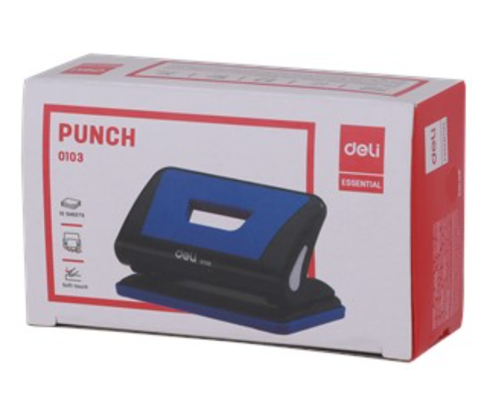 Deli 0103 10 Sheets 80 x 6mm Hole Puncher - Black and Blue - Zoom Image 1