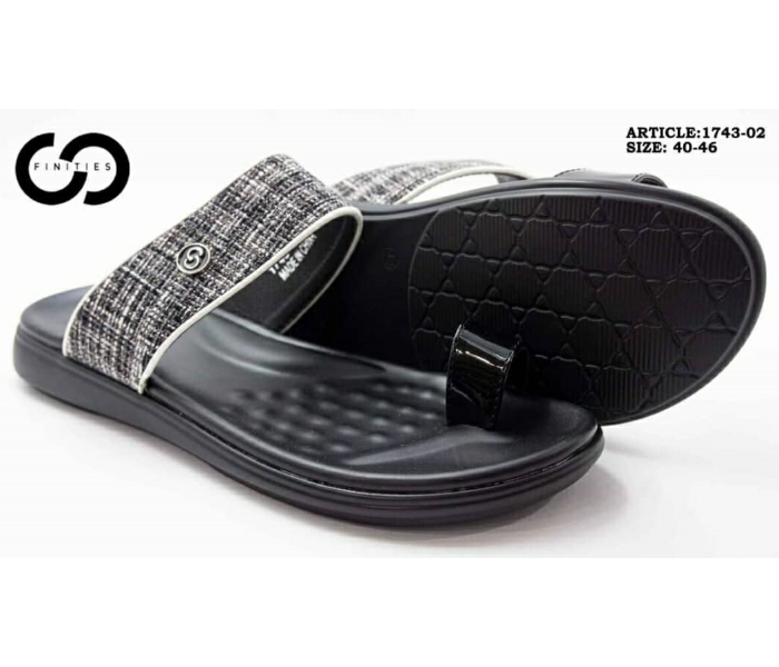 Finities 1743-02 42 EU Comfortable Stylish Flat Sandal for Men - Black - Zoom Image