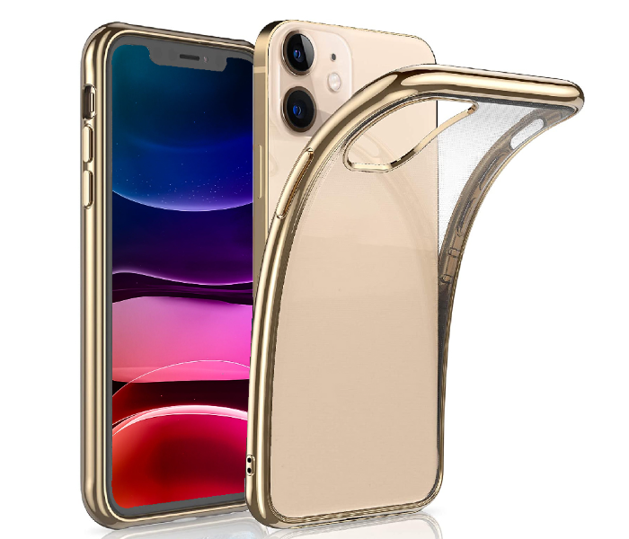 Generic IPHC-2405-03 Slim Clear TPU Cover with Luxury Metal Shockproof Bumper Protection for iPhone 13 - Gold - Zoom Image 2