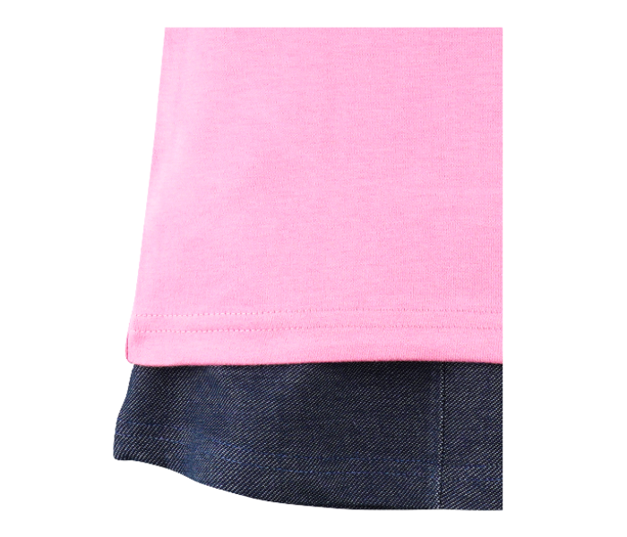 Popees Zest Comfortable Half Sleeve Top with Skirt for 1 Year Babies - Pink and Blue - Zoom Image 4