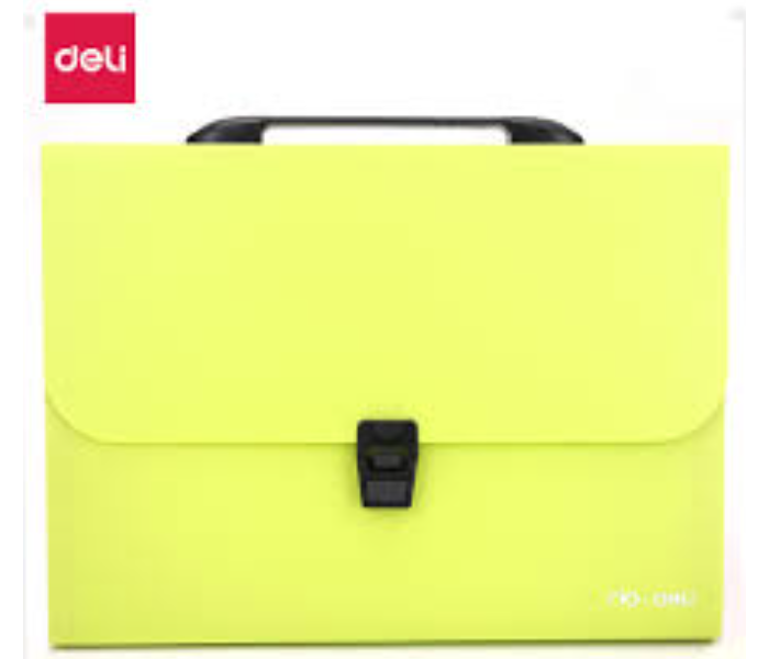 Deli B40302 13 Pockets A4 Papers Expanding File with Buckle and Handle - Green - Zoom Image