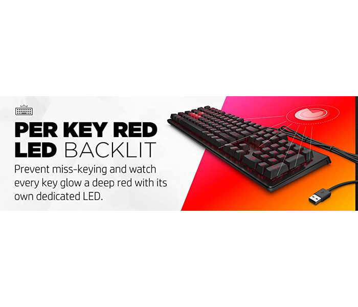 HP 6YW76AA Encoder Mechanical Gaming Keyboard - Red - Zoom Image 4