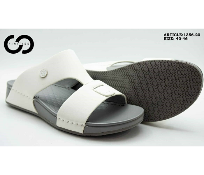 Finities 1356-20 46 EU Comfortable Flat Sandal For Men -White - Zoom Image