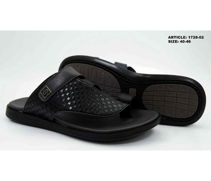 1728-02 42 EU Comfortable Stylish Flat Sandal For Men -Black - Zoom Image