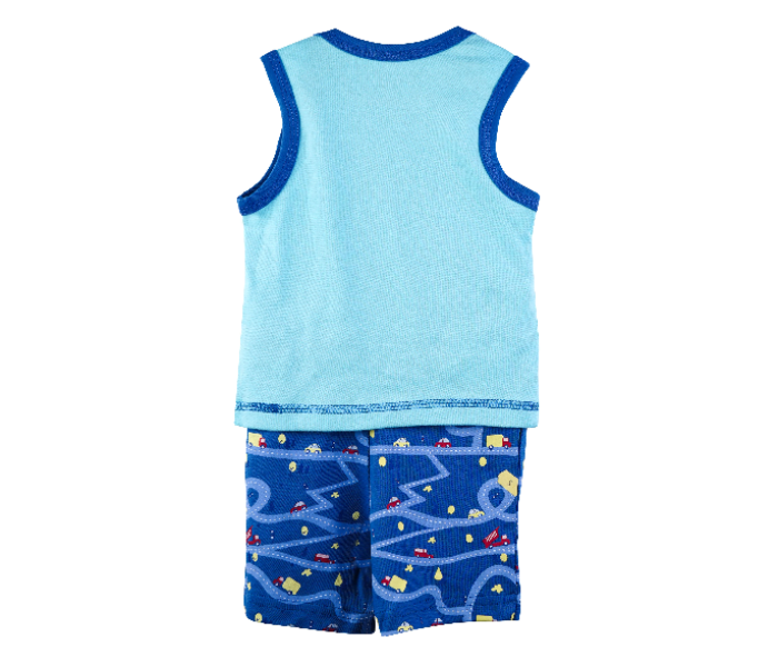 Popees Farrel Comfortable Sleeveless Tshirt with Shorts for 2 Years Babies - Blue - Zoom Image 2