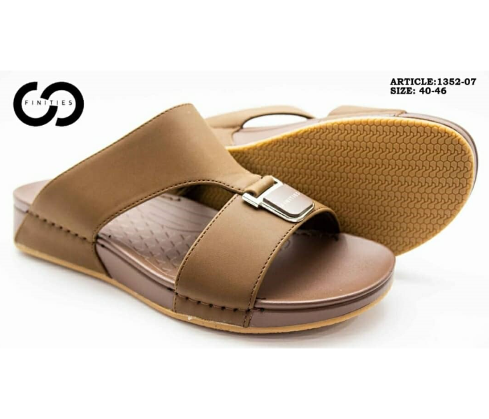 Finities 1352-07 43 EU Comfortable Stylish Flat Sandal For Men - Coffee - Zoom Image