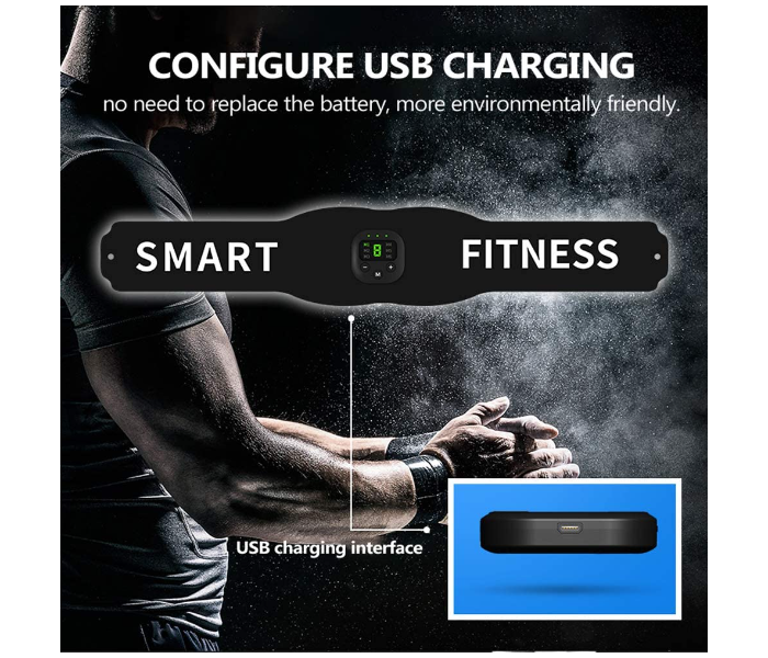 Micro Current Fitness Belt Home Muscle Training Device with Digital Display - Black - Zoom Image 7