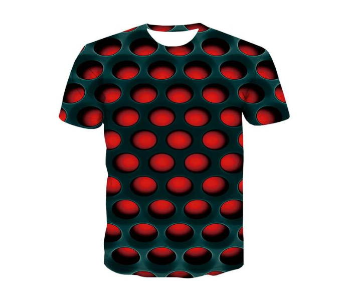 FN-3D Printed Blank Spot Large Round Neck T-Shirt for Men - Black and Red - Zoom Image