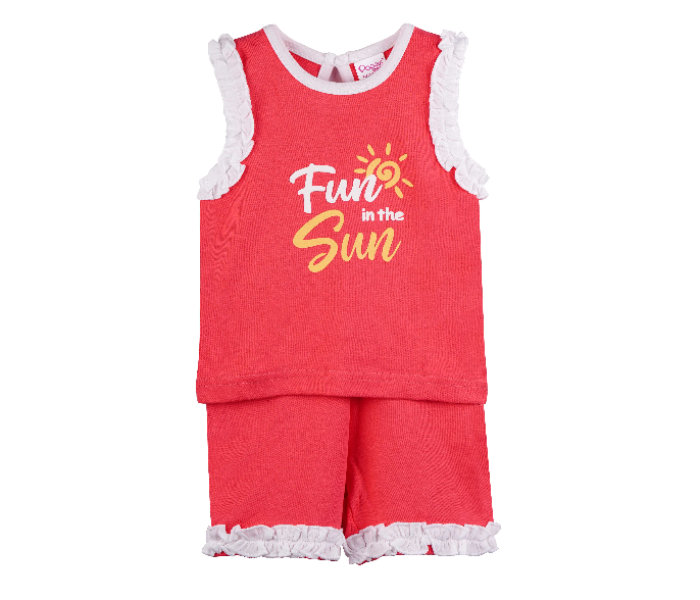 Popees Portia Comfortable Sleeveless Tshirt with Shorts for 2 Years Babies - Red - Zoom Image 1