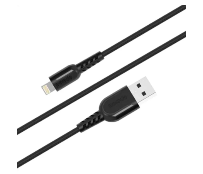 Porodo PD-LMETRP12-BK 1.2 Meter Super Durable and Fast Charging Metal Braided Lightning Cable - Black - Zoom Image