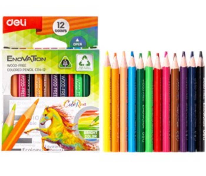 Deli C114-12 3mm Enovation Wood Free Lead Colored Pencil - Zoom Image