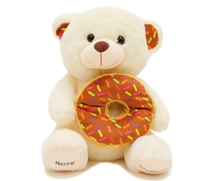 YD180307 30CM Soft Bear Doll With Donut for Kids - Cream - Zoom Image