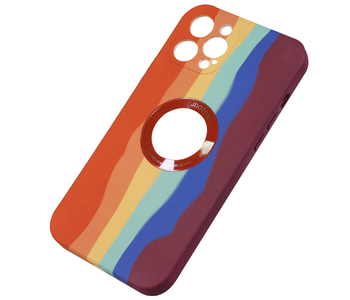 Generic IPHC-795-03 Silicone Cover Rainbow Series 3 with Logo Glass Protection Case for iPhone 11 - Maroon - Zoom Image 1