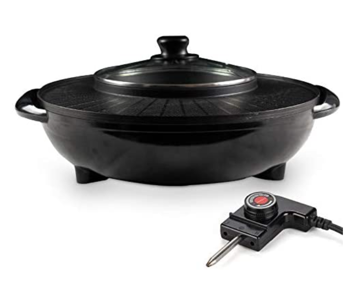 2 in 1 Non-Stick Smokeless Multi-Function Electric Barbecue Oven - Black - Zoom Image 6