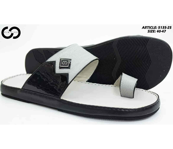 Finities 5135-25 46 EU Arabic Om Flat Sandal For Men -Black and White - Zoom Image