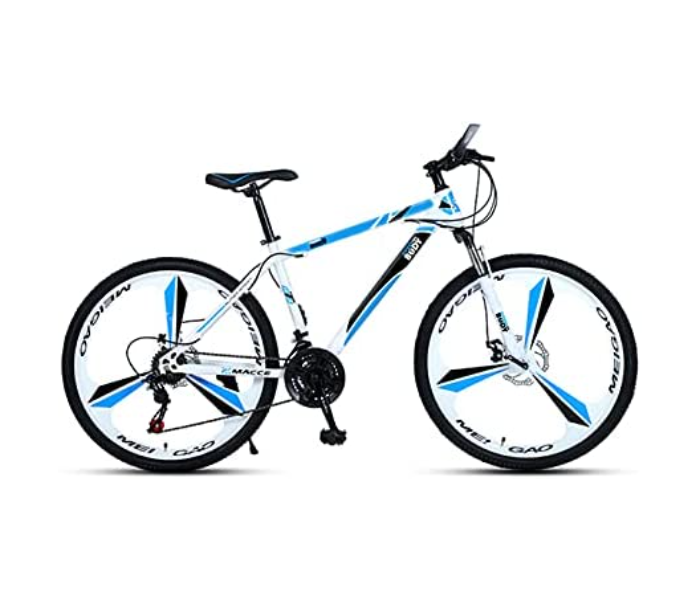 Body Line MIGHTY 3KNIFE 24 Inch Carbon Steel Bike Mighty With Bicycle With Sealed Central Shaft And Shock Absorption Front Fork - White and Blue - Zoom Image