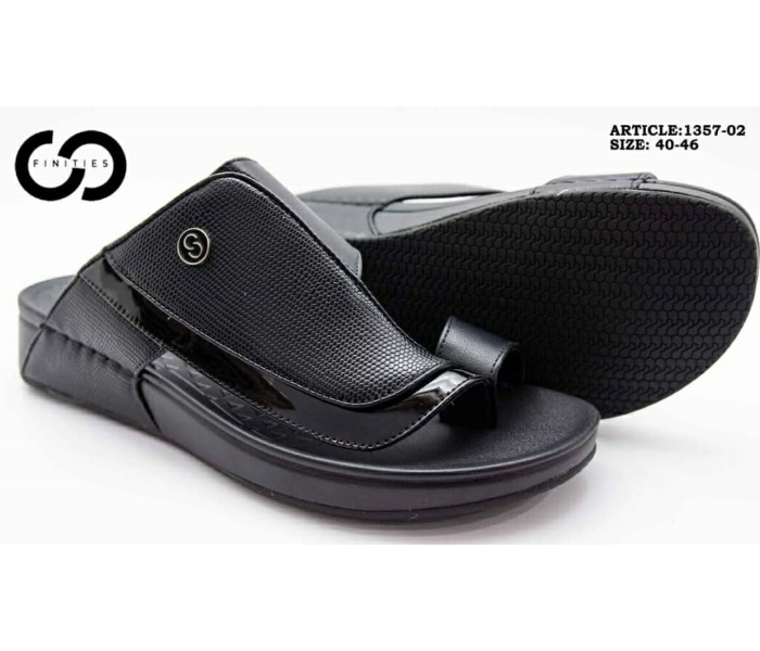 Finities 1357-02 45 EU Comfortable Flat Sandal For Men -Black - Zoom Image