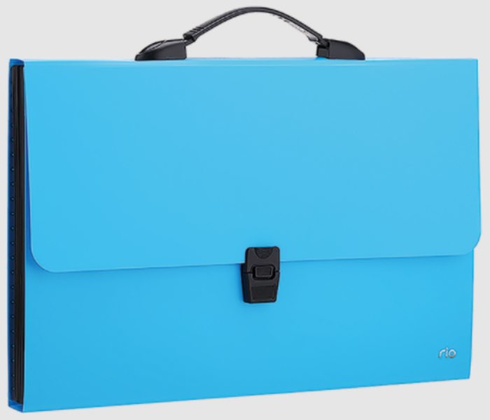 Deli B40302 13 Pockets A4 Papers Expanding File with Buckle and Handle - Blue - Zoom Image