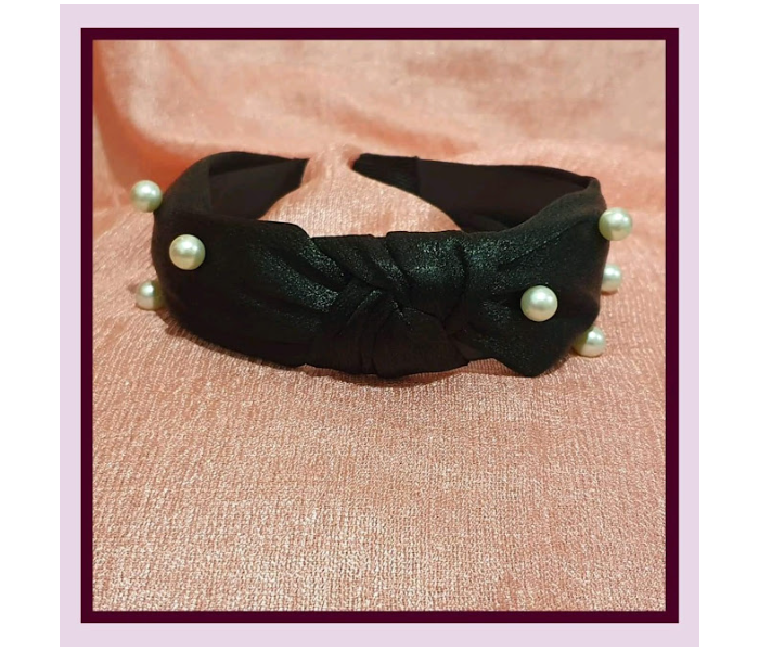 Strabella HA1-17 Cloth Wrapped Hairbow With Beads - Black - Zoom Image